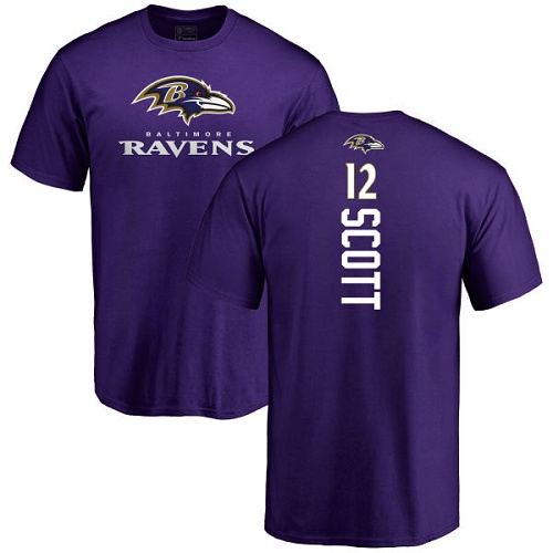 Men Baltimore Ravens Purple Jaleel Scott Backer NFL Football #12 T Shirt->nfl t-shirts->Sports Accessory